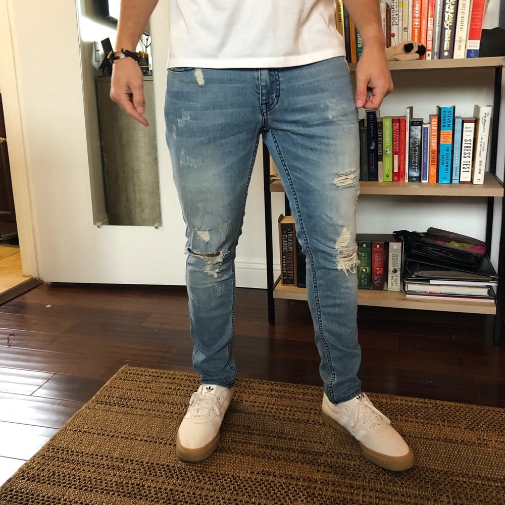 JACK THREADS Skinny fit, light wash ripped jeans